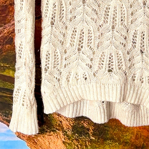 Ivory Open Knit Sparkling Vintage Long-sleeve pull over sweater by Decree - Picture 4 of 10
